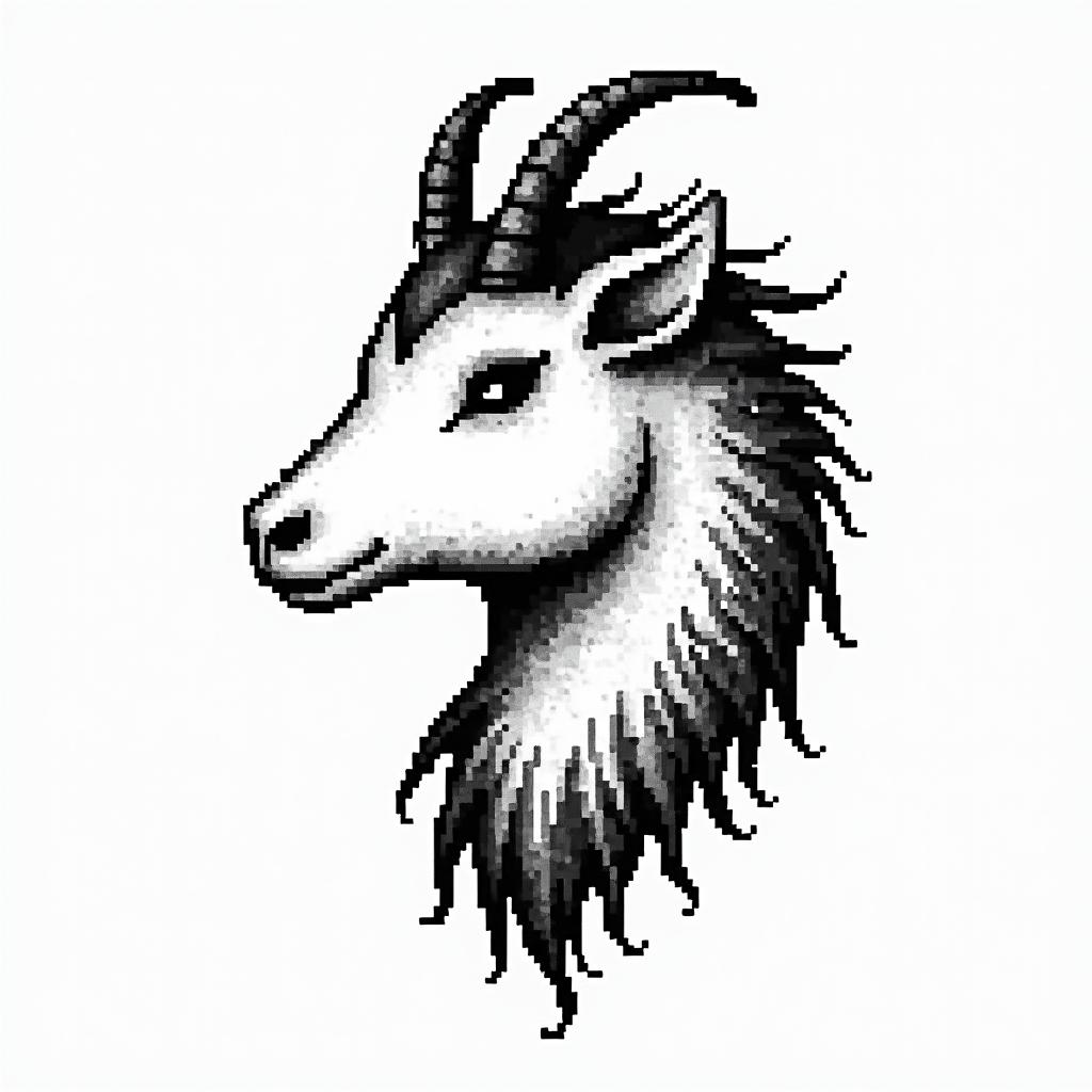 Ezra, Capricorn, December 27thin 8-bit tattoo style, minimalistic pixel style tattoo, pixel art with simplified shapes and retro gaming visuals, inspired by 8-bit pixel based detailing - Variation 3