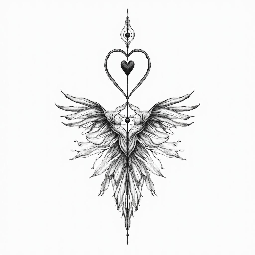 Ezra, Capricorn, December 27thin Modest style tattoo, featuring soft, delicate line work with simple and meaningful symbols, gentle waves, a heart, evoking a sense of serenity and grace, - Variation 4