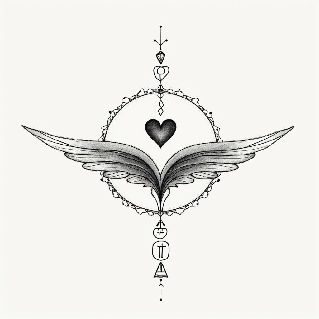 Ezra, Capricorn, December 27thin Modest style tattoo, featuring soft, delicate line work with simple and meaningful symbols, gentle waves, a heart, evoking a sense of serenity and grace,