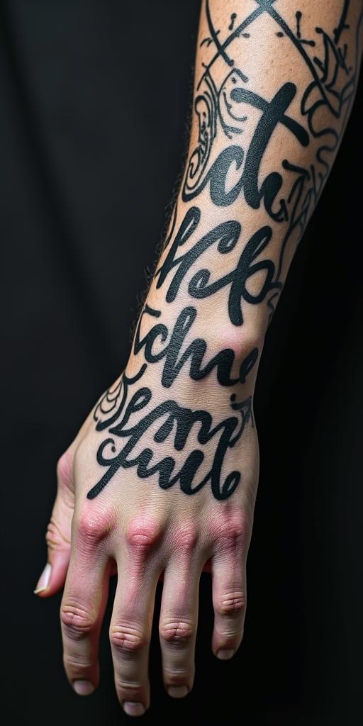 Idol handsin graffiti style tattoo, featuring bold and dynamic street art elements, spray-paint texture with exaggerated lines and expressive, chaotic brushstrokes, intricate lettering incorporated with graffiti tags, symbols like hearts, stars, and wings