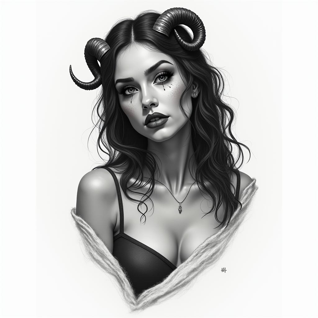 Ezra, Capricorn, December 27thin realism tattoo style, featuring a highly detailed, lifelike, capturing every detail, photorealistic, ultra realistic, intricate shading, smooth and sharp, - Variation 2