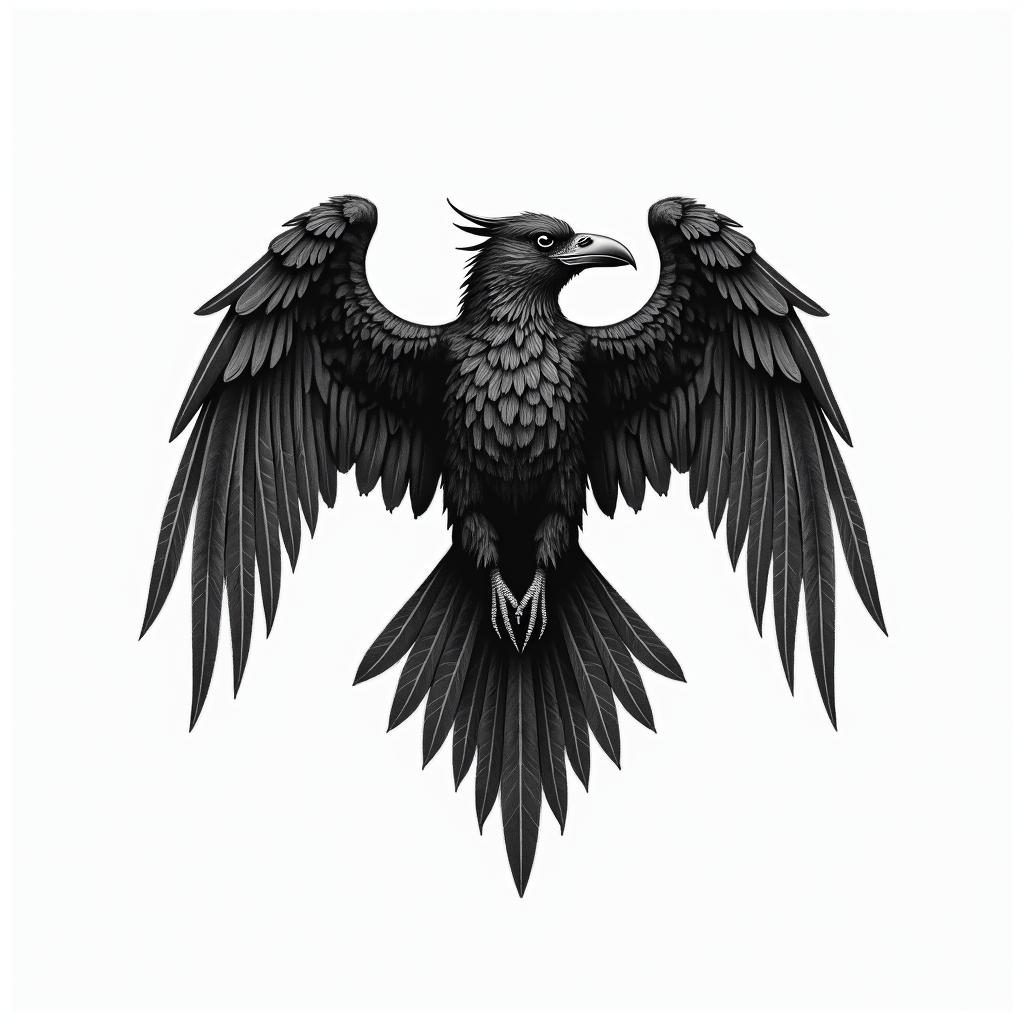 Crowin authentic tattoo style, incorporating traditional modifications, bold black outlines, solid color fills, featuring classic authentic elements