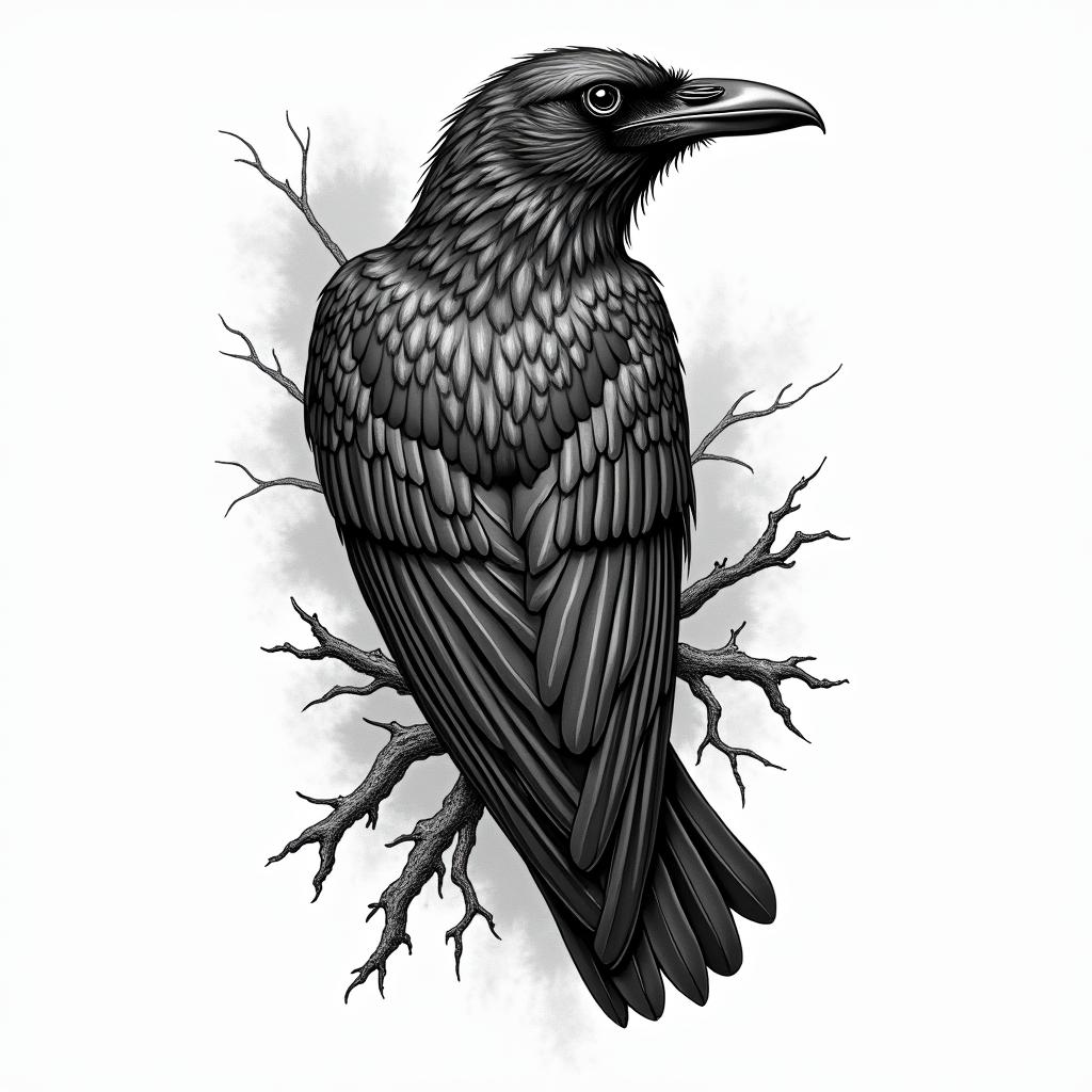 Crowin authentic tattoo style, incorporating traditional modifications, bold black outlines, solid color fills, featuring classic authentic elements - Variation 3