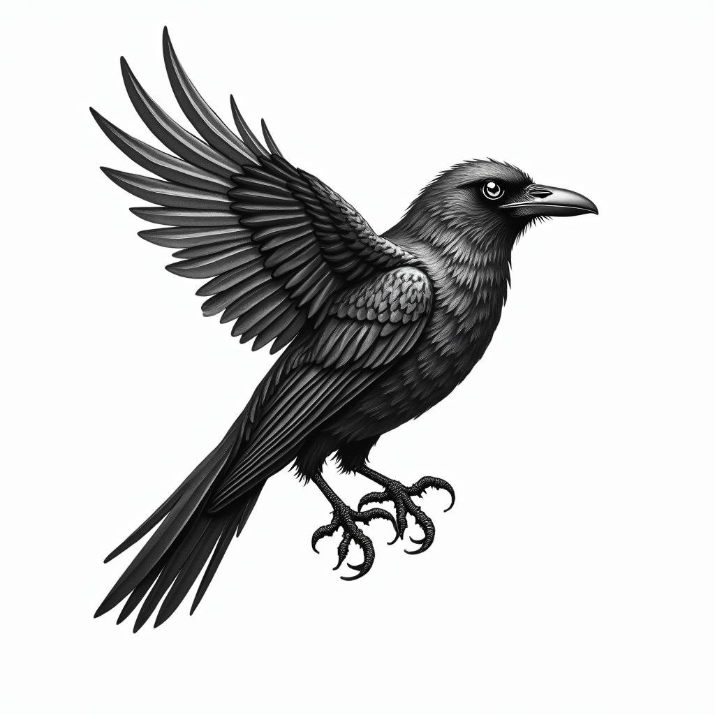 Crowin bohemian style tattoo, 8k - Variation 2