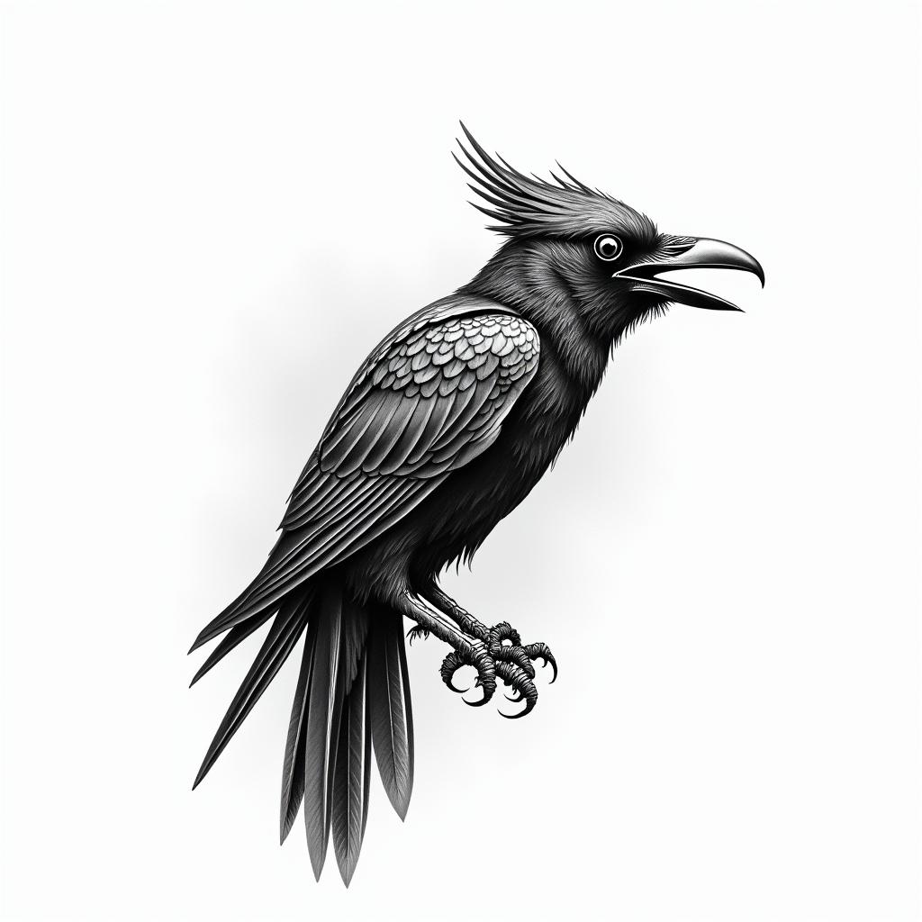Crowin bohemian style tattoo, 8k