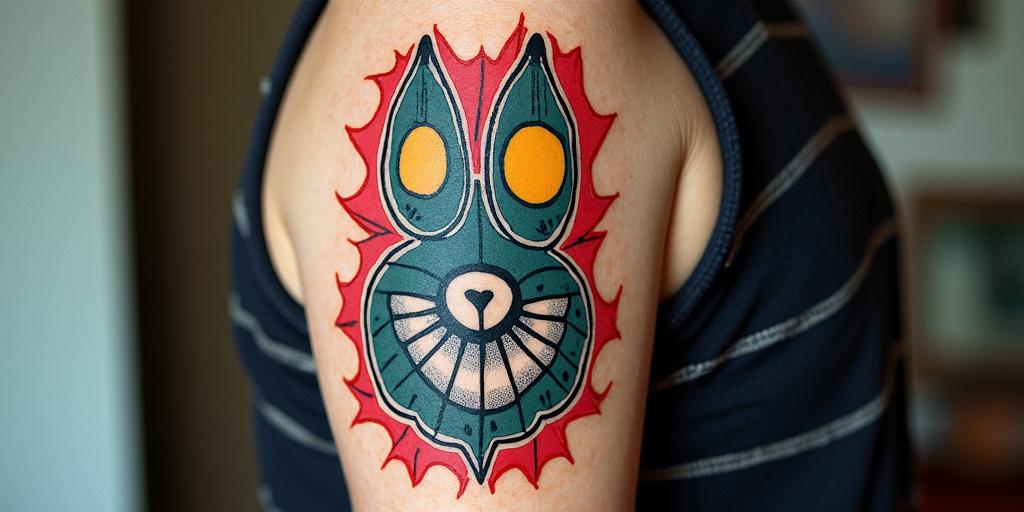 James brian Deguit,June 5, 1987,Gemini..year of the rabbit..in pop art style tattoo, featuring bold and vibrant colors, exaggerated outlines, iconic imagery, inspired by comic books and speech bubbles, comic book characters, retro pop culture - Variation 2