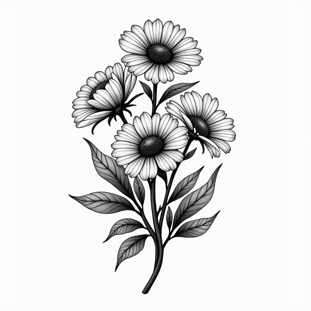 Flowersin bohemian style tattoo, 8k - Variation 3
