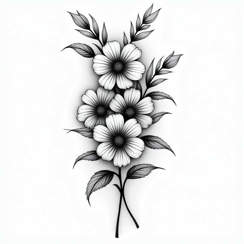 Flowersin bohemian style tattoo, 8k