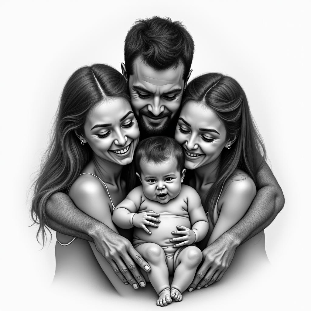 Family over everythingin realism tattoo style, featuring a highly detailed, lifelike, capturing every detail, photorealistic, ultra realistic, intricate shading, smooth and sharp,   - Variation 3