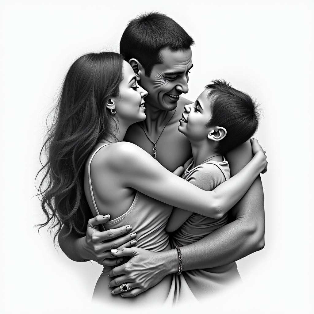 Family over everythingin realism tattoo style, featuring a highly detailed, lifelike, capturing every detail, photorealistic, ultra realistic, intricate shading, smooth and sharp,   - Variation 4