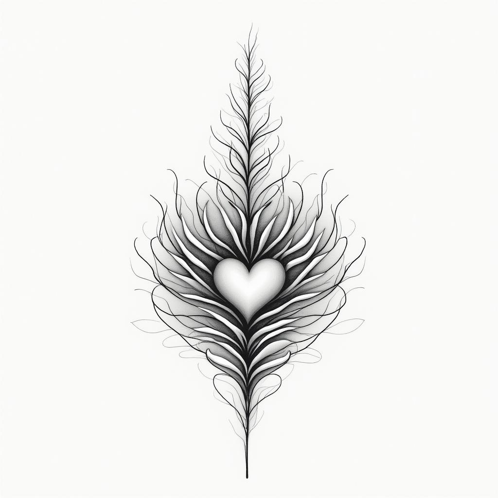 Everything is possiblein Modest style tattoo, featuring soft, delicate line work with simple and meaningful symbols, gentle waves, a heart, evoking a sense of serenity and grace, - Variation 3