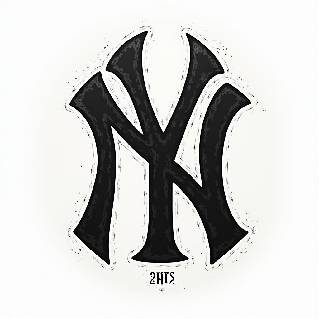 New York Yankees emblemin authentic tattoo style, incorporating traditional modifications, bold black outlines, solid color fills, featuring classic authentic elements