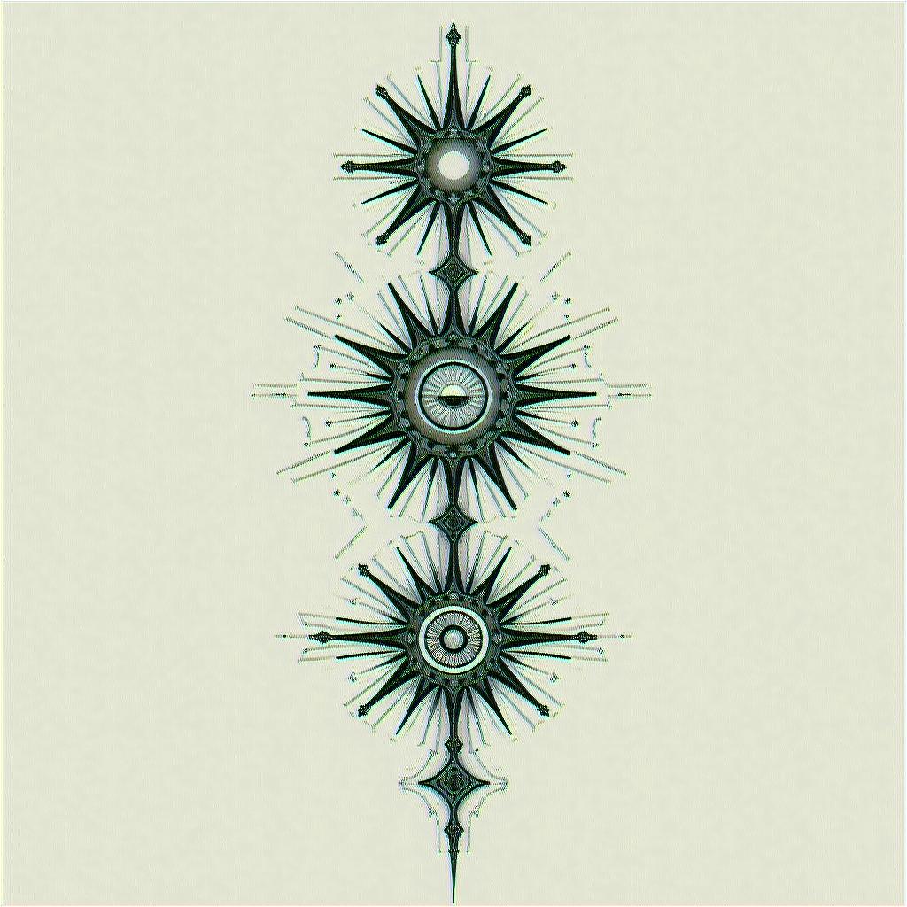 Design an abstract numerical tattoo incorporating 1951, 1974, & 1978in spiritual symbols tattoo style, featuring an intricate design incorporating elements, Hamsa hand, third eye, minimalist composition - Variation 4