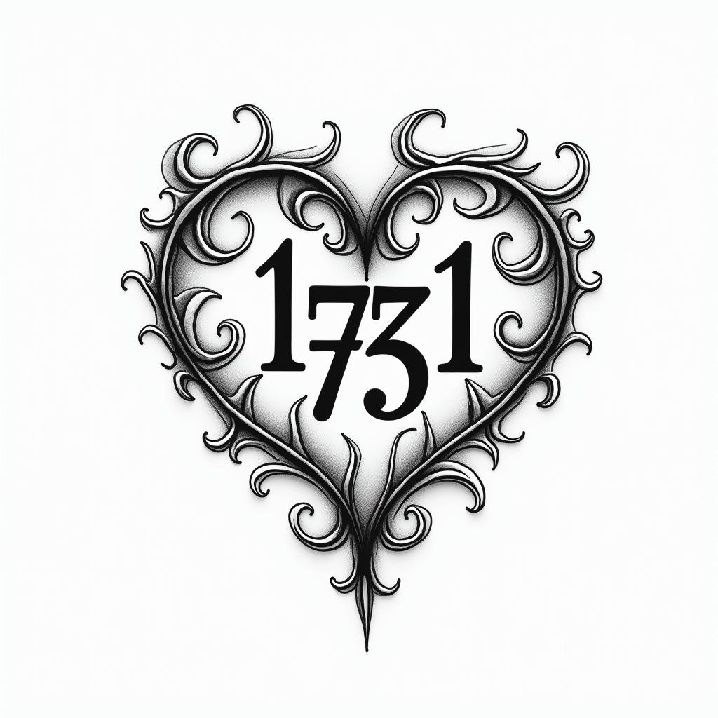 Design an abstract numerical tattoo incorporating 1951, 1974, & 1978higly detailed tattoo - Variation 3