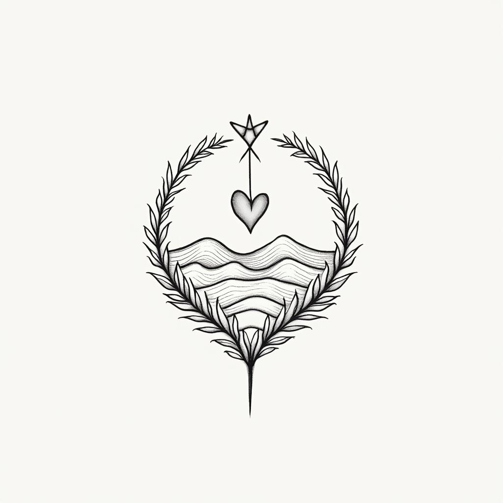 You will forever be my always ♡in Modest style tattoo, featuring soft, delicate line work with simple and meaningful symbols, gentle waves, a heart, evoking a sense of serenity and grace, - Variation 3