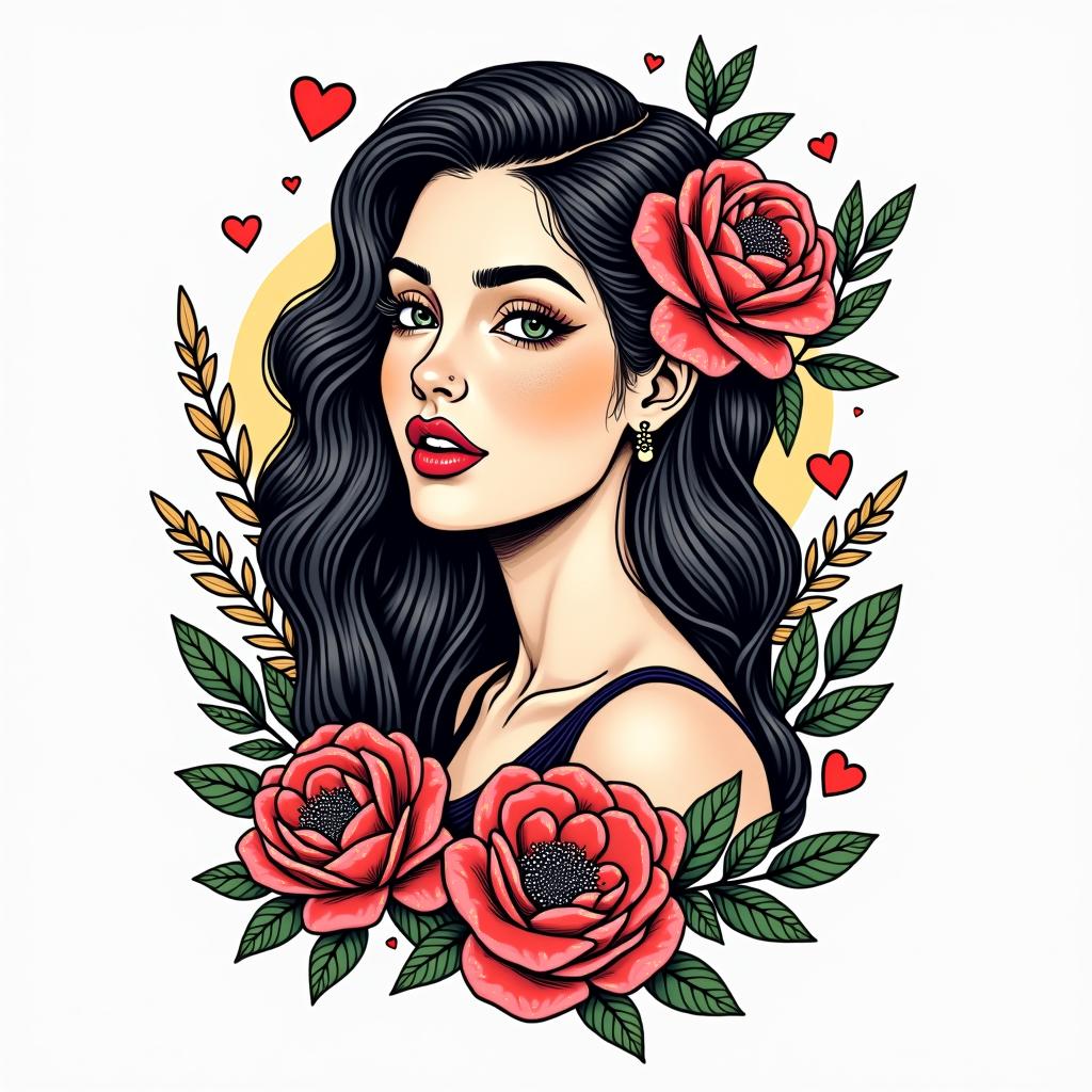 Ana Elizabeth, I am a Sagittarius, I love my parents, and I adore my dogs.in pop art style tattoo, featuring bold and vibrant colors, exaggerated outlines, iconic imagery, inspired by comic books and speech bubbles, comic book characters, retro pop culture - Variation 2
