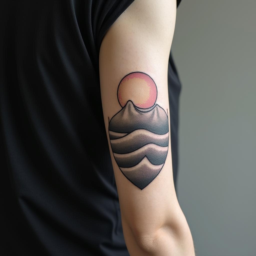 Luke 6:37 - 
Judge not, and ye shall not be judged: condemn not, and ye shall not be condemned: forgive, and ye shall be forgiven:in Modest style tattoo, featuring soft, delicate line work with simple and meaningful symbols, gentle waves, a heart, evoking a sense of serenity and grace,