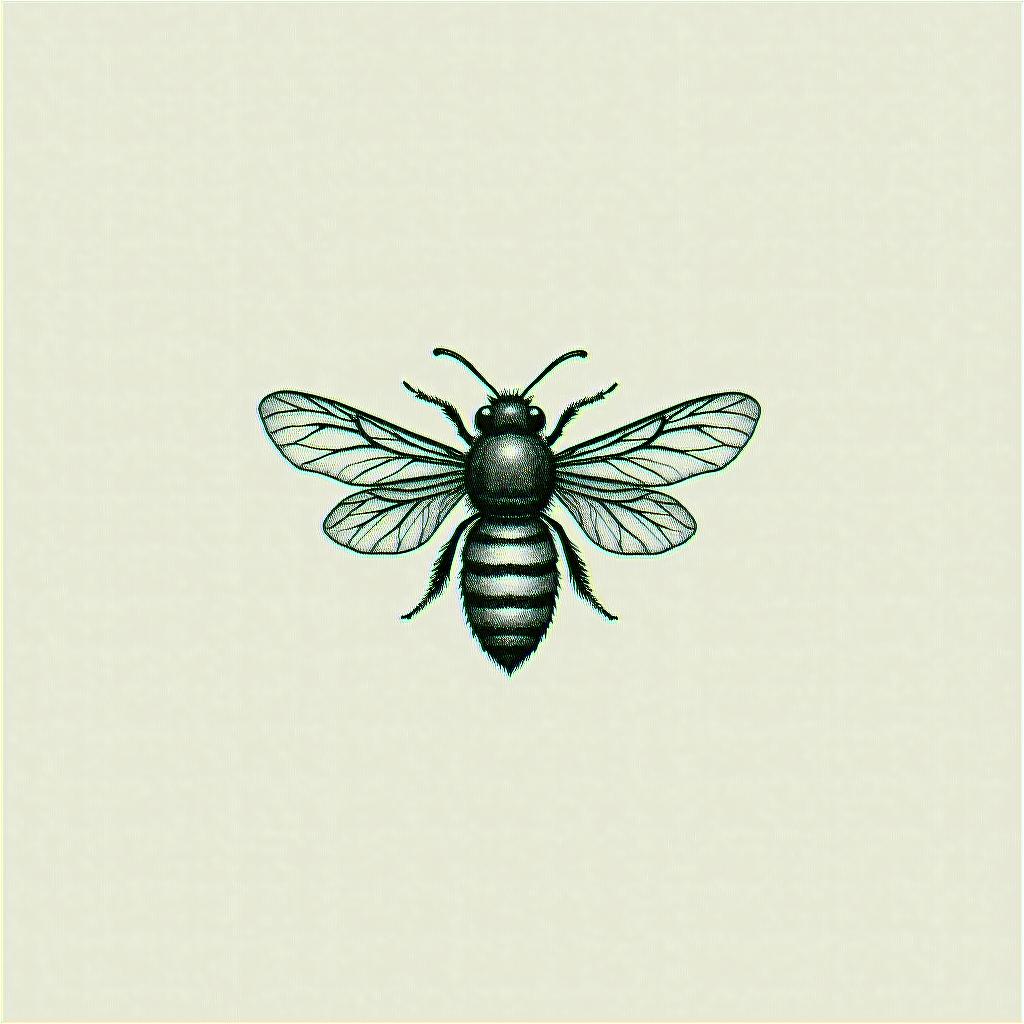 Name SARA with honeybee backgroundin minimalist style tattoo, featuring simple shapes and fine lines, with minimal shading and details, tiny triangles, creating a sense of balance and harmony - Variation 2