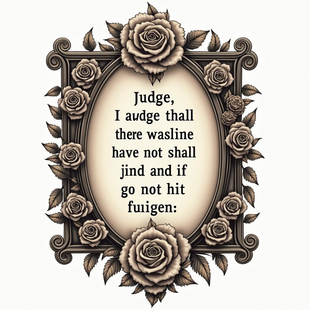 Luke 6:37 -
Judge not, and ye shall not be judged: condemn not, and ye shall not be condemned: forgive, and ye shall be forgiven:in victorian style tattoo, featuring vintage and elegant elements, ornate frames, roses, antique, sepia-toned color scheme - Variation 4