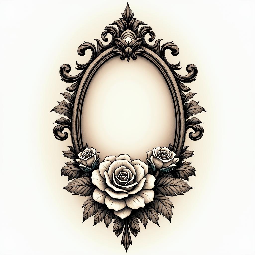 Luke 6:37 -
Judge not, and ye shall not be judged: condemn not, and ye shall not be condemned: forgive, and ye shall be forgiven:in victorian style tattoo, featuring vintage and elegant elements, ornate frames, roses, antique, sepia-toned color scheme