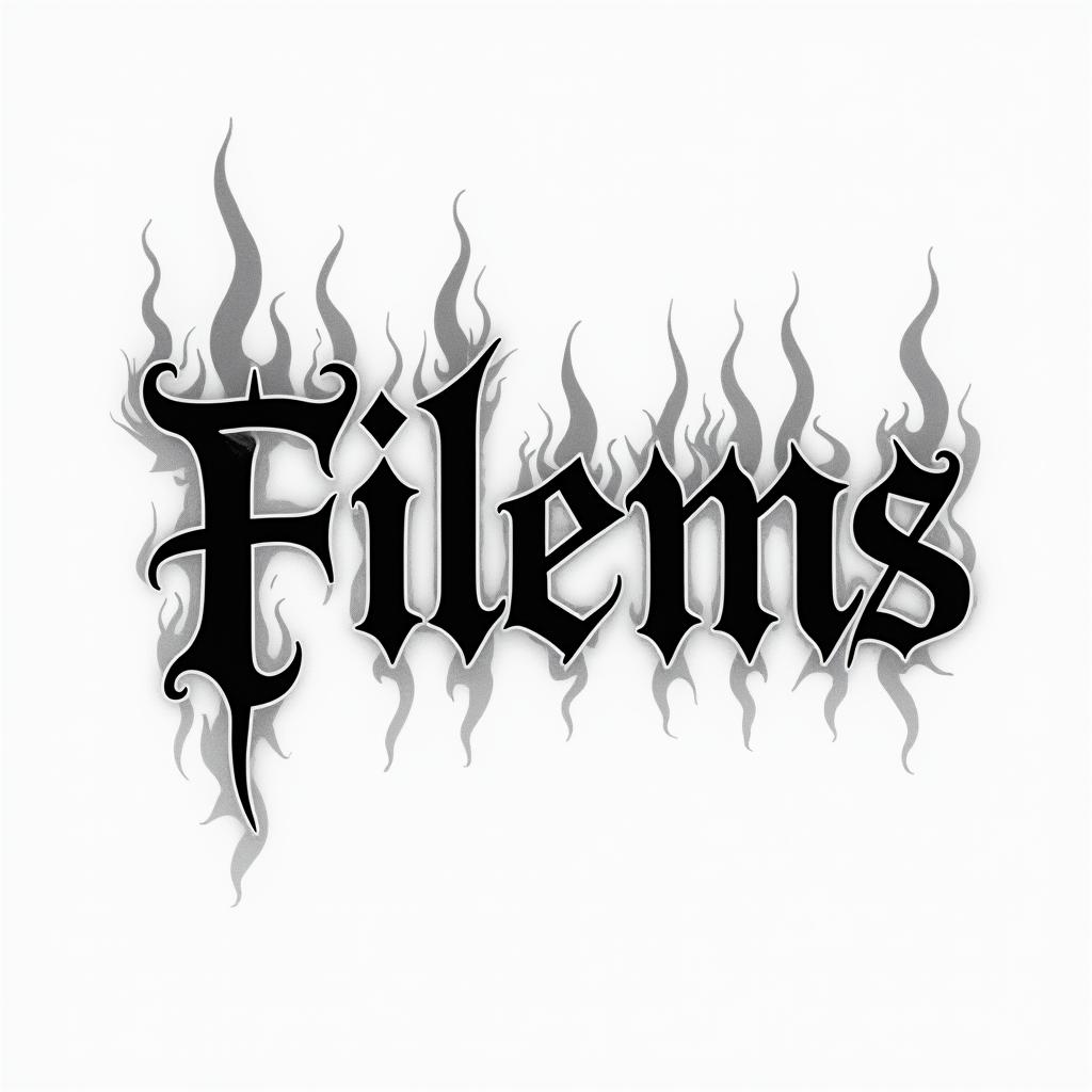Flame outline backgroundtext-based tattoo, gothic font ultra-realistic, perfectly placed, high-quality font design, photo-realistic shading, 8k, high quality, finely detailed typography - Variation 3