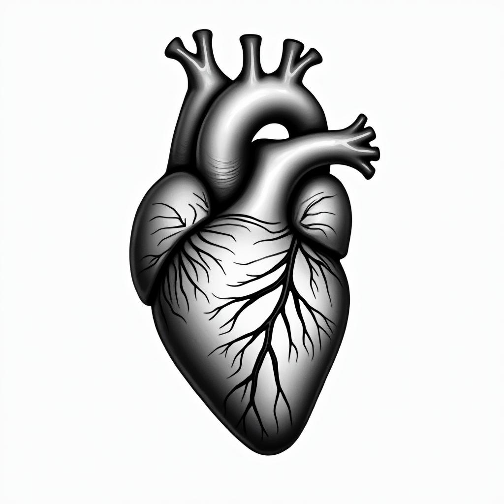 Anatomical heartin bohemian style tattoo, 8k - Variation 2