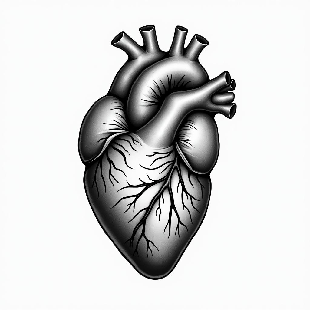 Anatomical heartin bohemian style tattoo, 8k - Variation 3