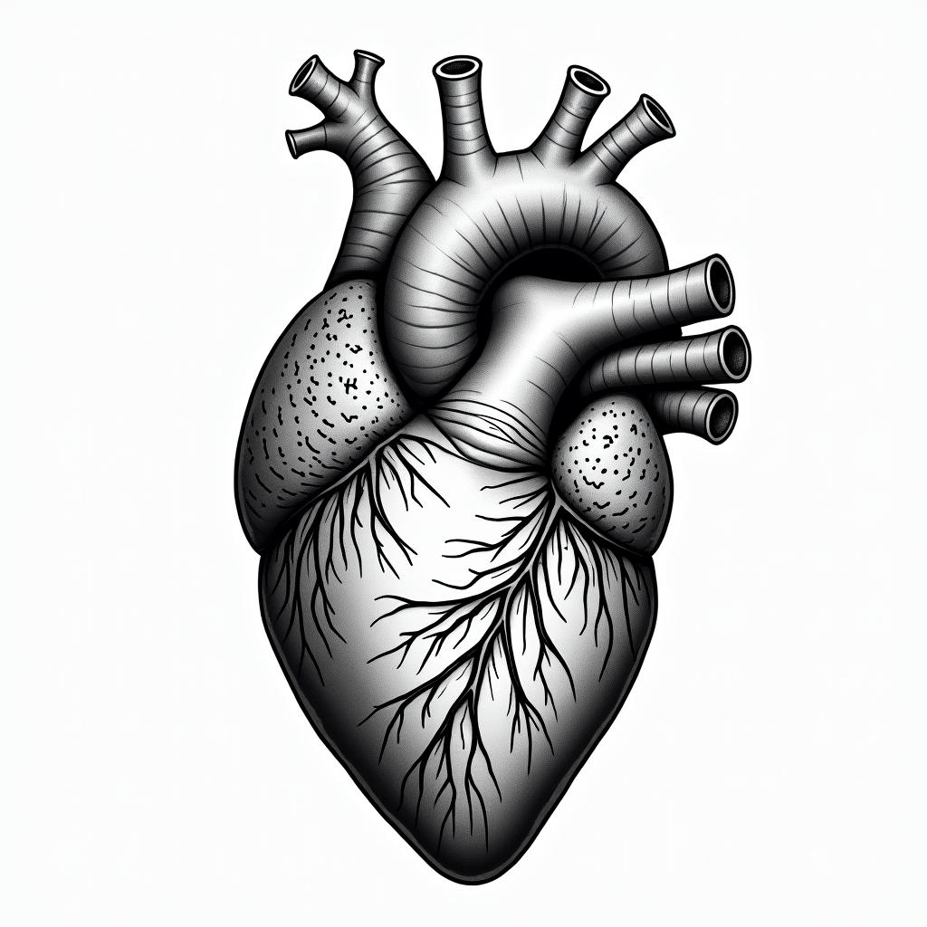 Anatomical heartin new school tattoo, pop culture, modern, detailed tattoo, illustrative - Variation 3