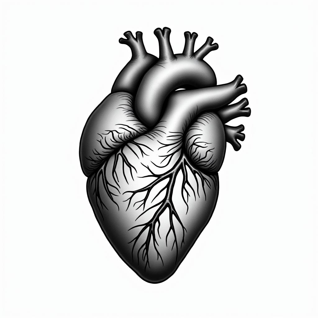 Anatomical heartin new school tattoo, pop culture, modern, detailed tattoo, illustrative