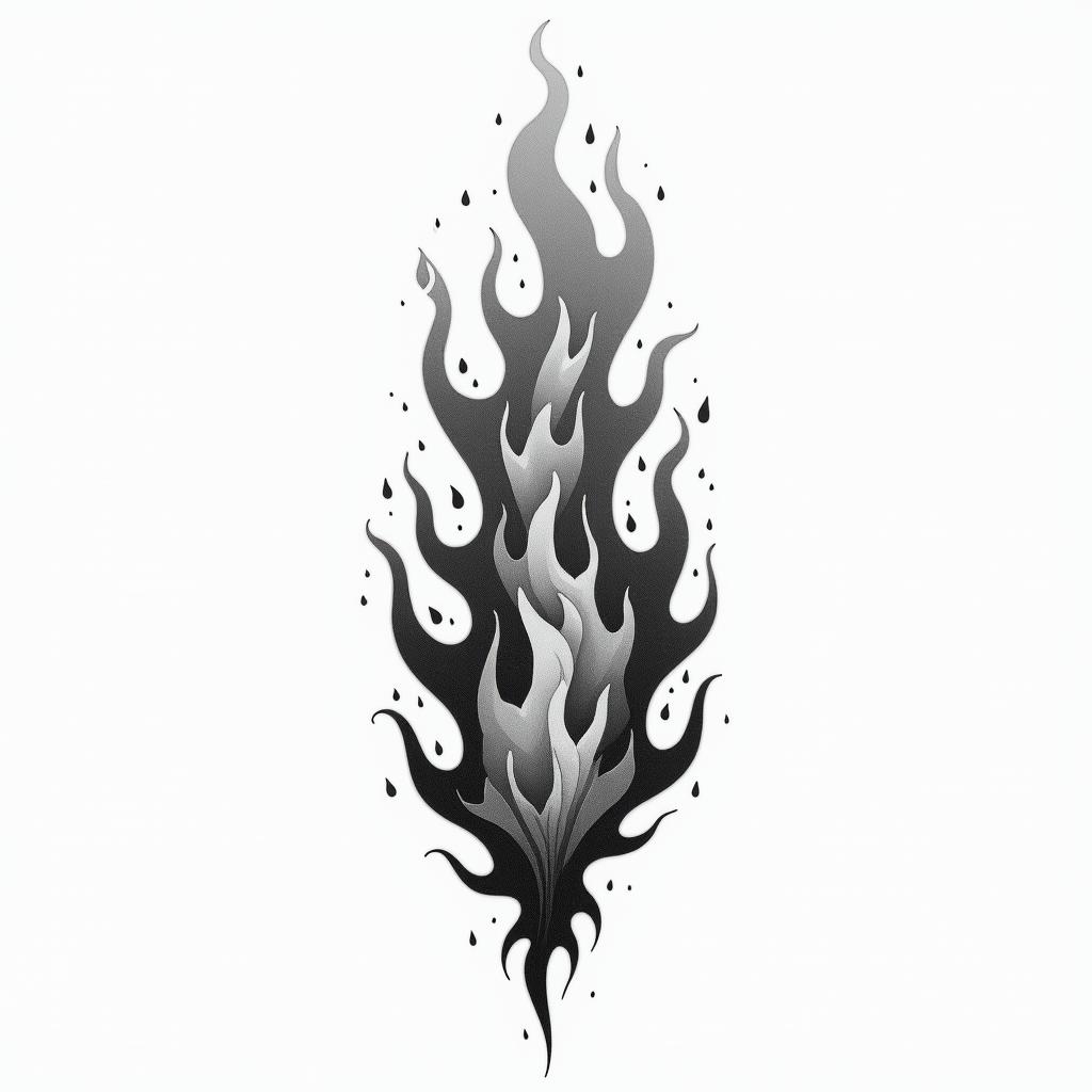 Flame outline backgroundin new school tattoo, pop culture, modern, detailed tattoo, illustrative - Variation 4