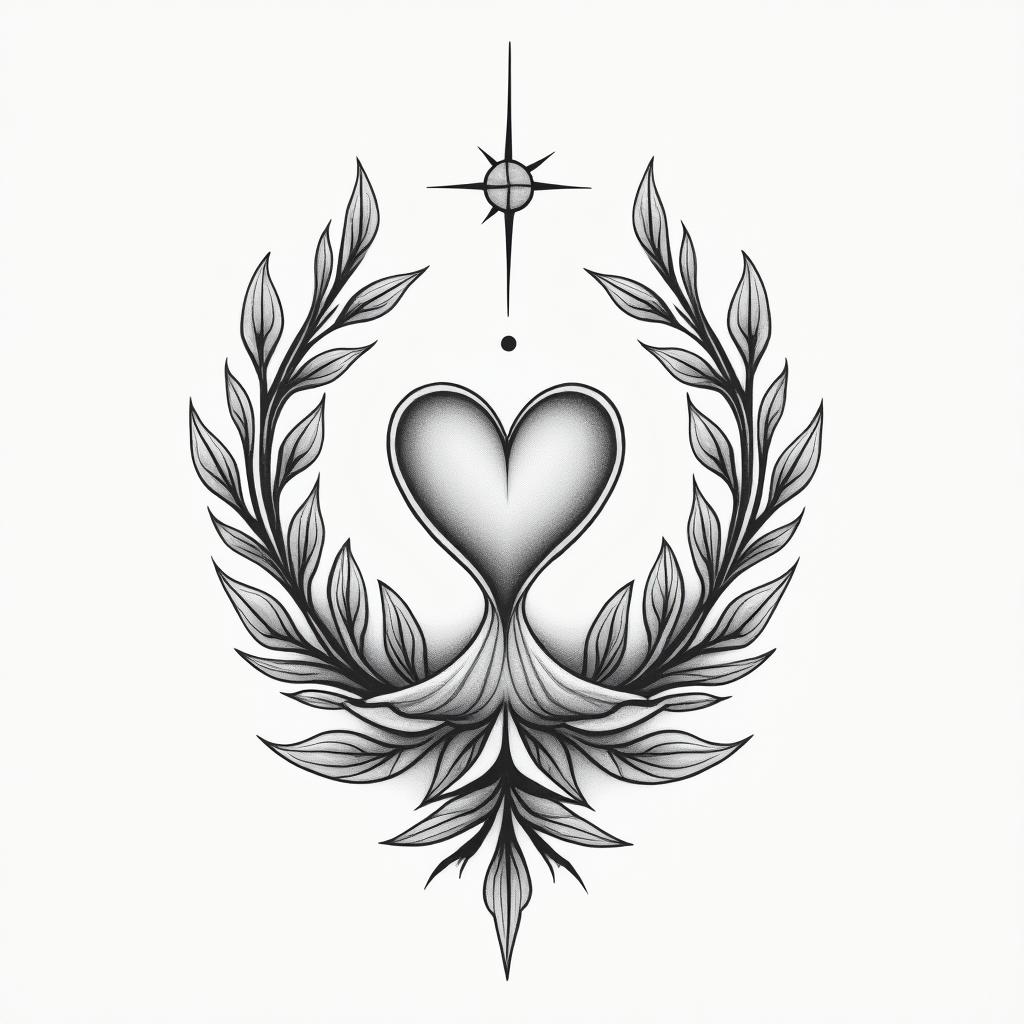 Coverup with something in remembrance of my lil brother and bffin Modest style tattoo, featuring soft, delicate line work with simple and meaningful symbols, gentle waves, a heart, evoking a sense of serenity and grace, - Variation 3