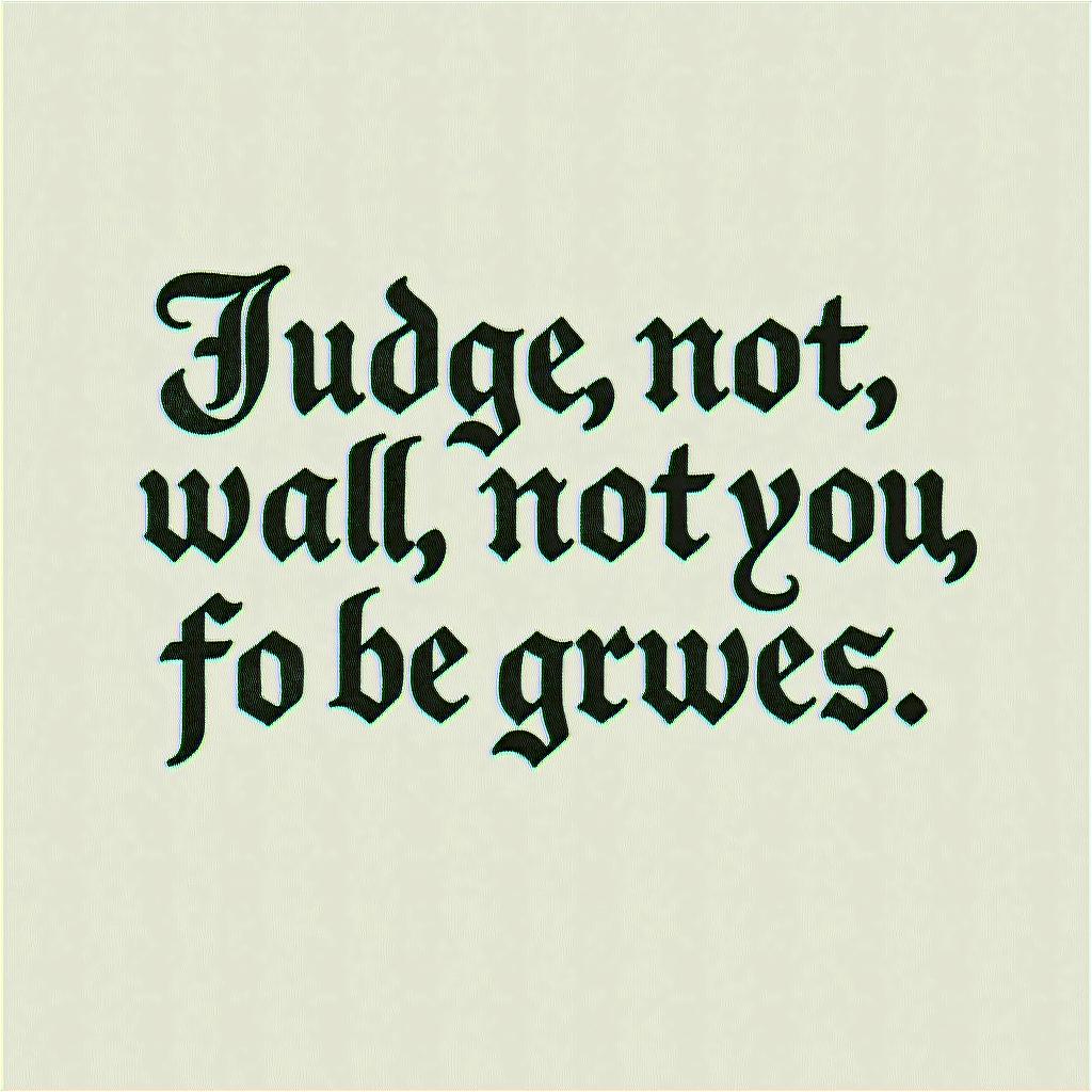 Luke 6:37 -
Judge not, and you shall not be judged: condemn not, and you shall not be condemned: forgive, and you shall be forgiven:text-based tattoo, gothic font ultra-realistic, perfectly placed, high-quality font design, photo-realistic shading, 8k, high quality, finely detailed typography - Variation 4