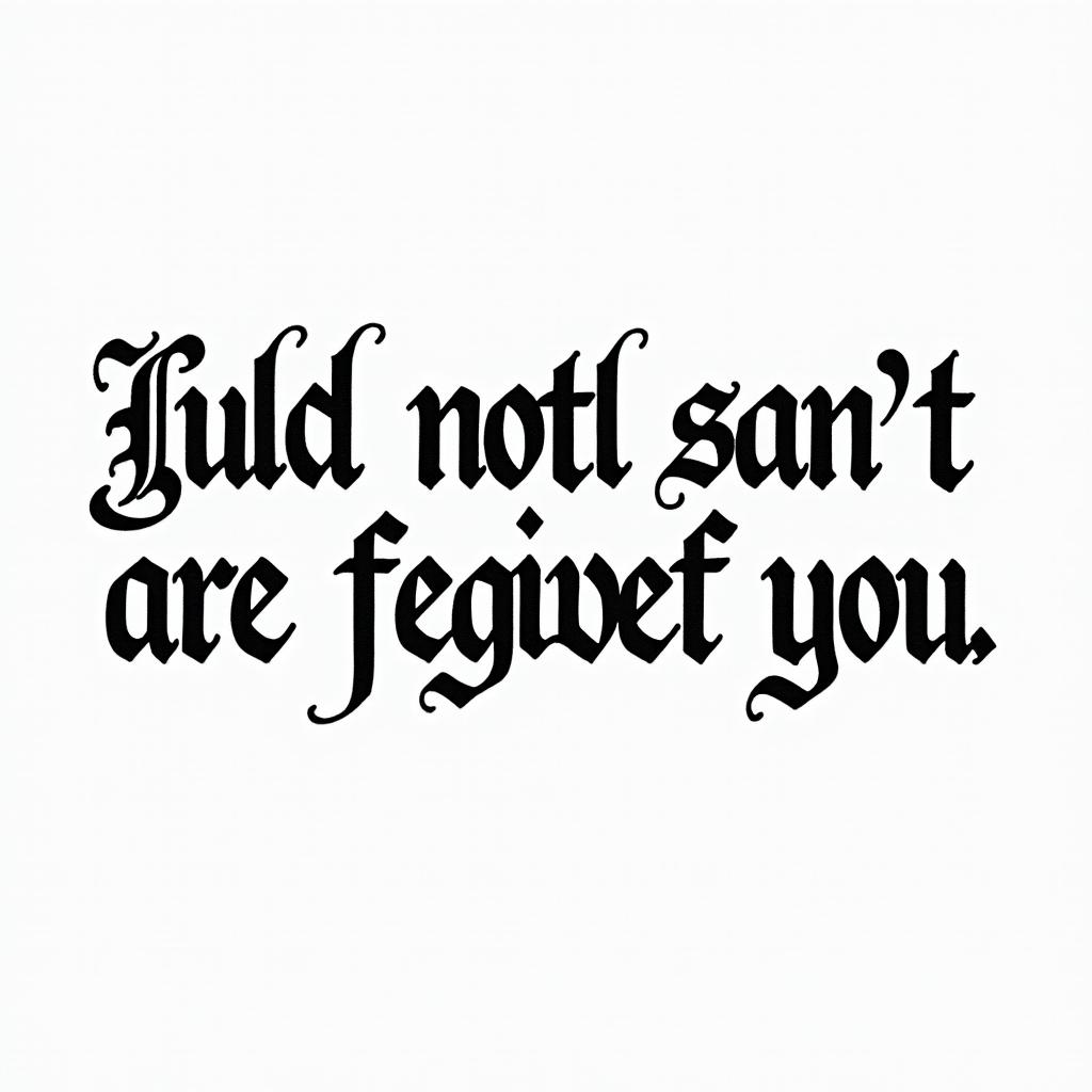 Luke 6:37 -
Judge not, and you shall not be judged: condemn not, and you shall not be condemned: forgive, and you shall be forgiven:text-based tattoo, gothic font ultra-realistic, perfectly placed, high-quality font design, photo-realistic shading, 8k, high quality, finely detailed typography