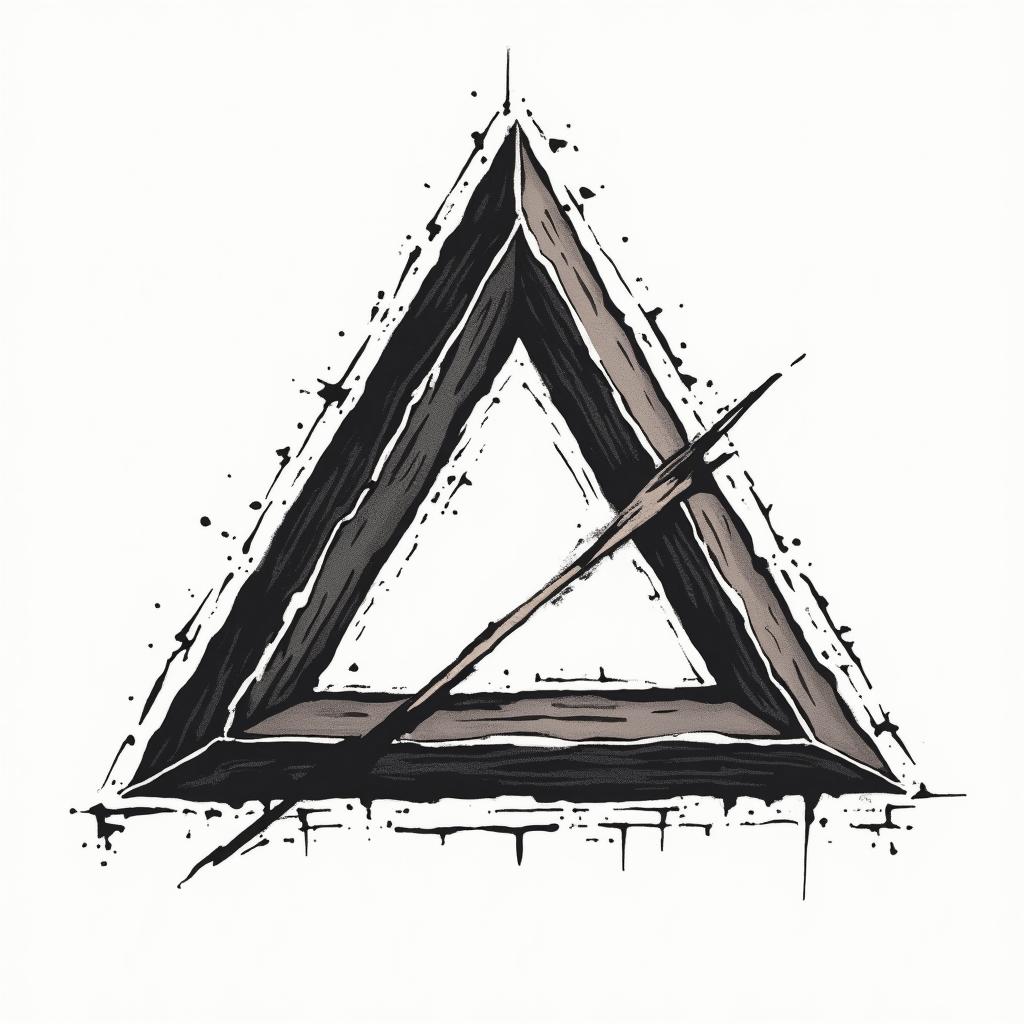 Simple triangle with a line throughin pop art style tattoo, featuring bold and vibrant colors, exaggerated outlines, iconic imagery, inspired by comic books and speech bubbles, comic book characters, retro pop culture - Variation 2