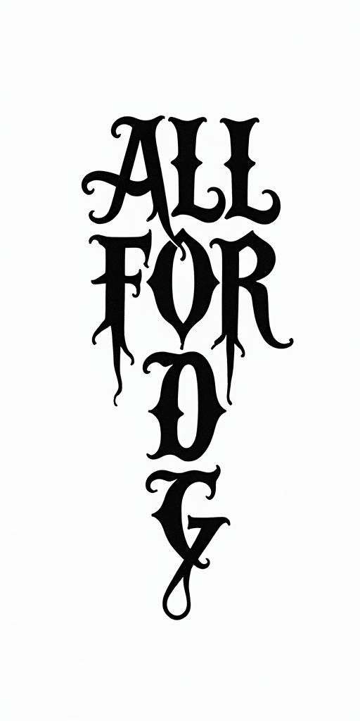 All for not studying.text-based tattoo, gothic font ultra-realistic, perfectly placed, high-quality font design, photo-realistic shading, 8k, high quality, finely detailed typography - Variation 10