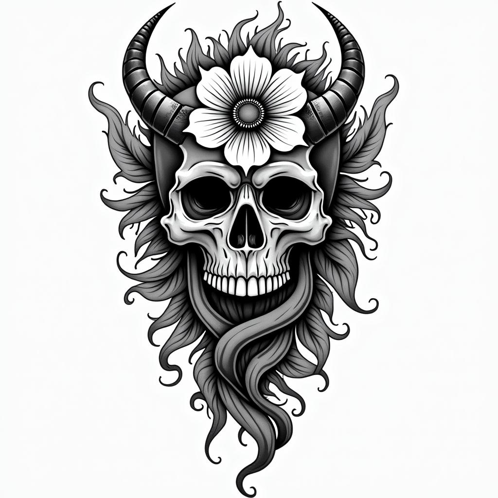 Bo mega constructionin authentic tattoo style, incorporating traditional modifications, bold black outlines, solid color fills, featuring classic authentic elements
