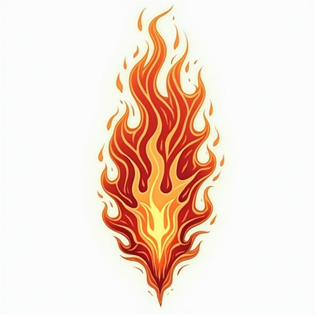 Flame outlinein flame tattoo style showcasing fiery elements with dynamic flame patterns, glowing effect of flames, natural colors - Variation 4