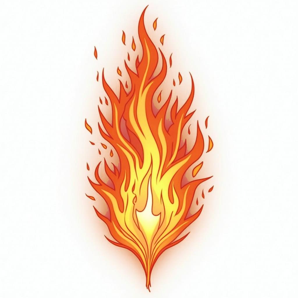Flame outlinein flame tattoo style showcasing fiery elements with dynamic flame patterns, glowing effect of flames, natural colors - Variation 3
