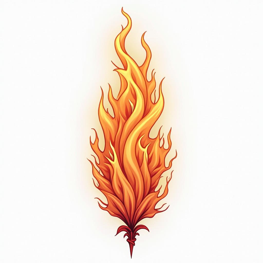 Flame outlinein flame tattoo style showcasing fiery elements with dynamic flame patterns, glowing effect of flames, natural colors - Variation 2
