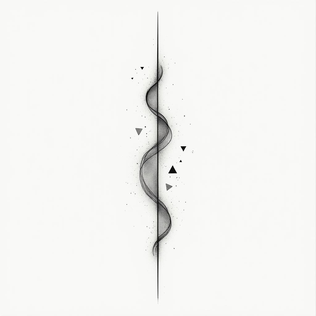 time heals allin minimalist style tattoo, featuring simple shapes and fine lines, with minimal shading and details, tiny triangles, creating a sense of balance and harmony