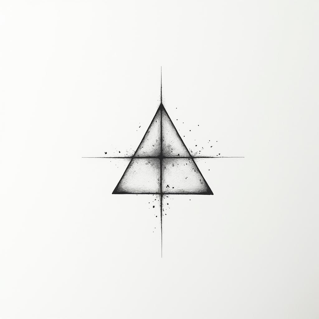 time heals allin minimalist style tattoo, featuring simple shapes and fine lines, with minimal shading and details, tiny triangles, creating a sense of balance and harmony - Variation 3