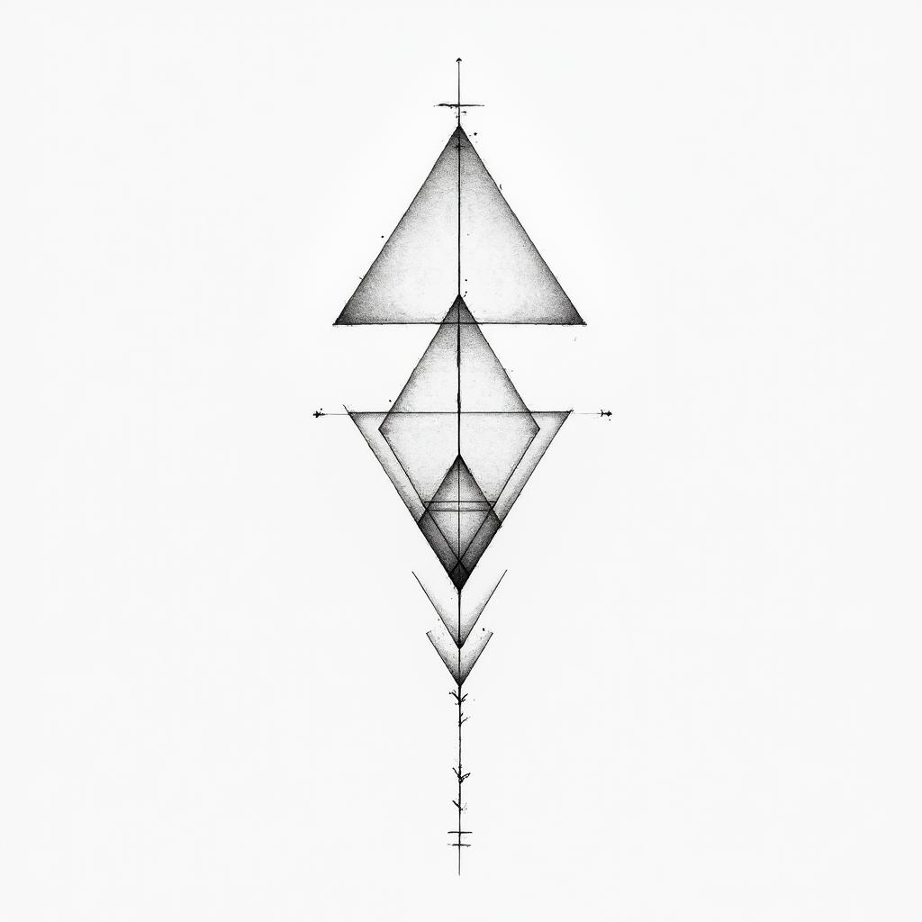 time heals allin minimalist style tattoo, featuring simple shapes and fine lines, with minimal shading and details, tiny triangles, creating a sense of balance and harmony - Variation 2