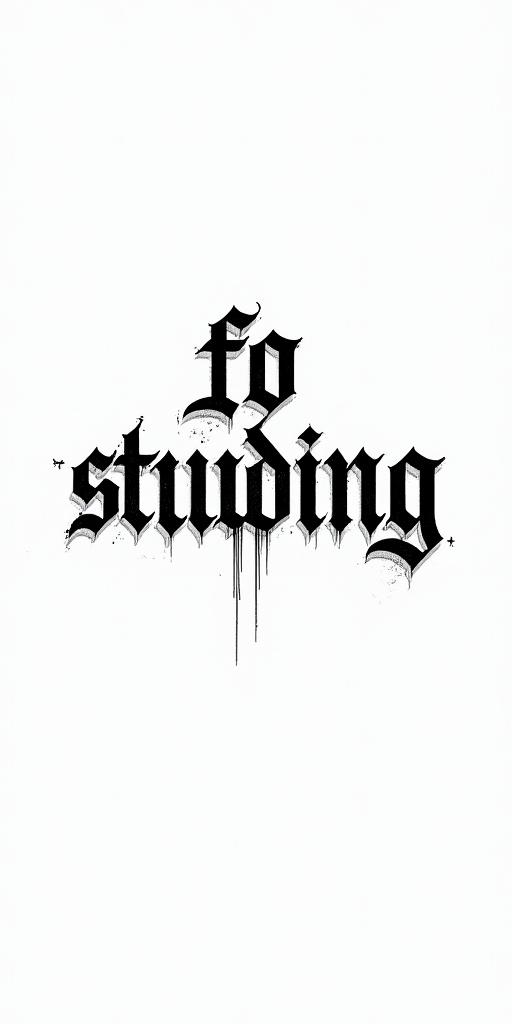 All for not studying.text-based tattoo, gothic font ultra-realistic, perfectly placed, high-quality font design, photo-realistic shading, 8k, high quality, finely detailed typography
