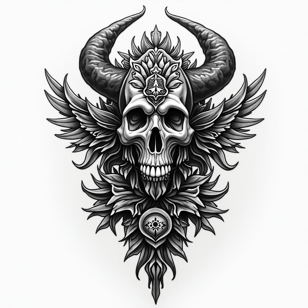 Deliver me from all evil disguised as good.in authentic tattoo style, incorporating traditional modifications, bold black outlines, solid color fills, featuring classic authentic elements - Variation 3