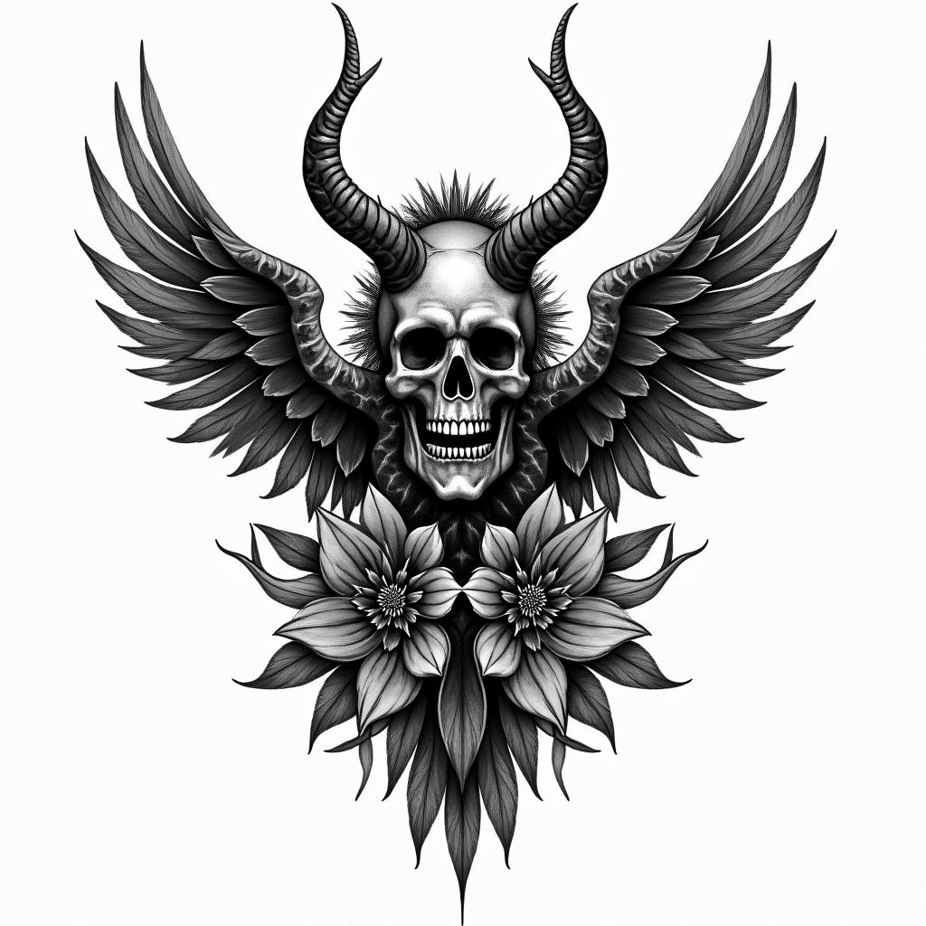 Deliver me from all evil disguised as good.in authentic tattoo style, incorporating traditional modifications, bold black outlines, solid color fills, featuring classic authentic elements - Variation 4