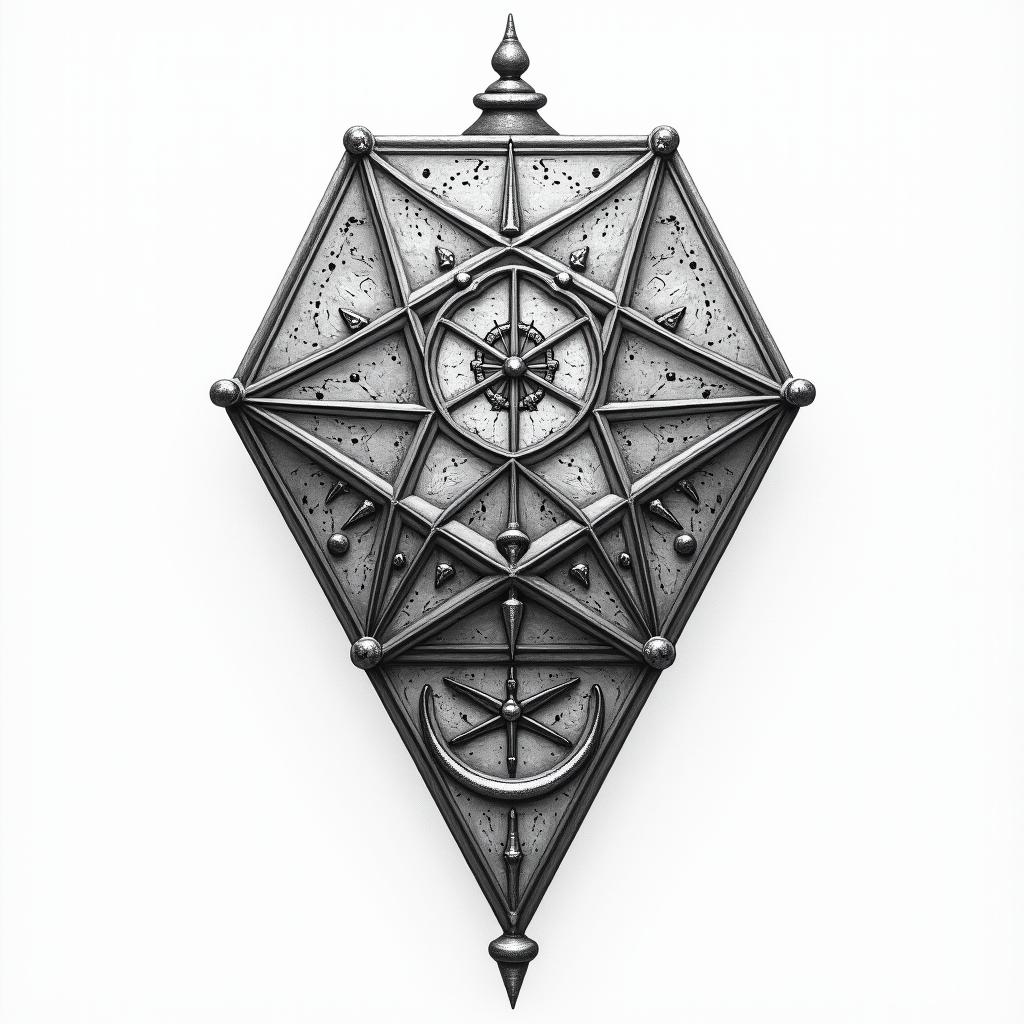Traditional dice, compass rose, world map, infinity symbolhigly detailed tattoo - Variation 6