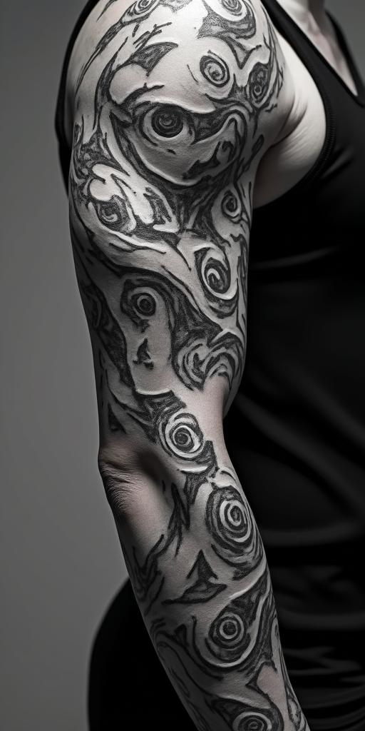 27 years of style and boldnesstattoo in biomechanic style, the tattoo covered by robotic elements of futuristic cyberpunk design, robotic features detail, showcasing intricate mechanical components - Variation 4