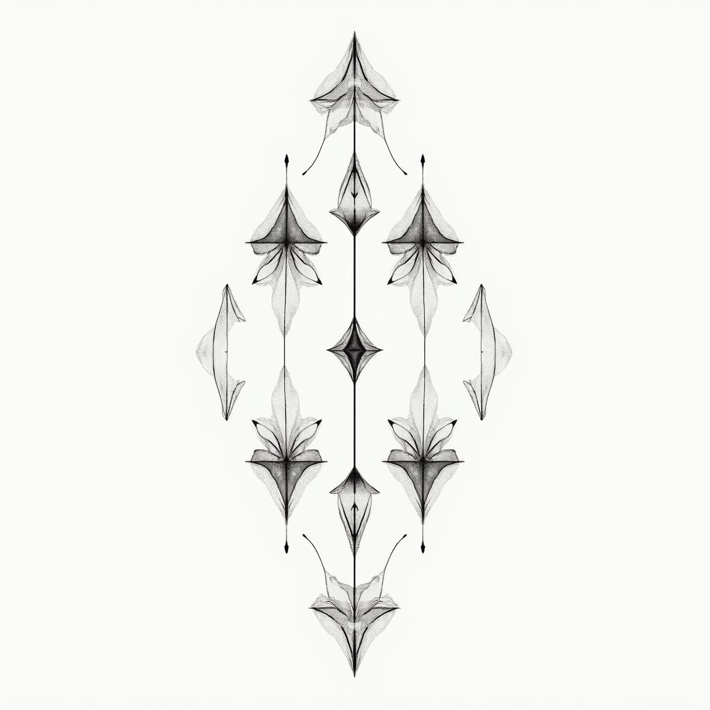 Daughterin minimalist style tattoo, featuring simple shapes and fine lines, with minimal shading and details, tiny triangles, creating a sense of balance and harmony - Variation 3