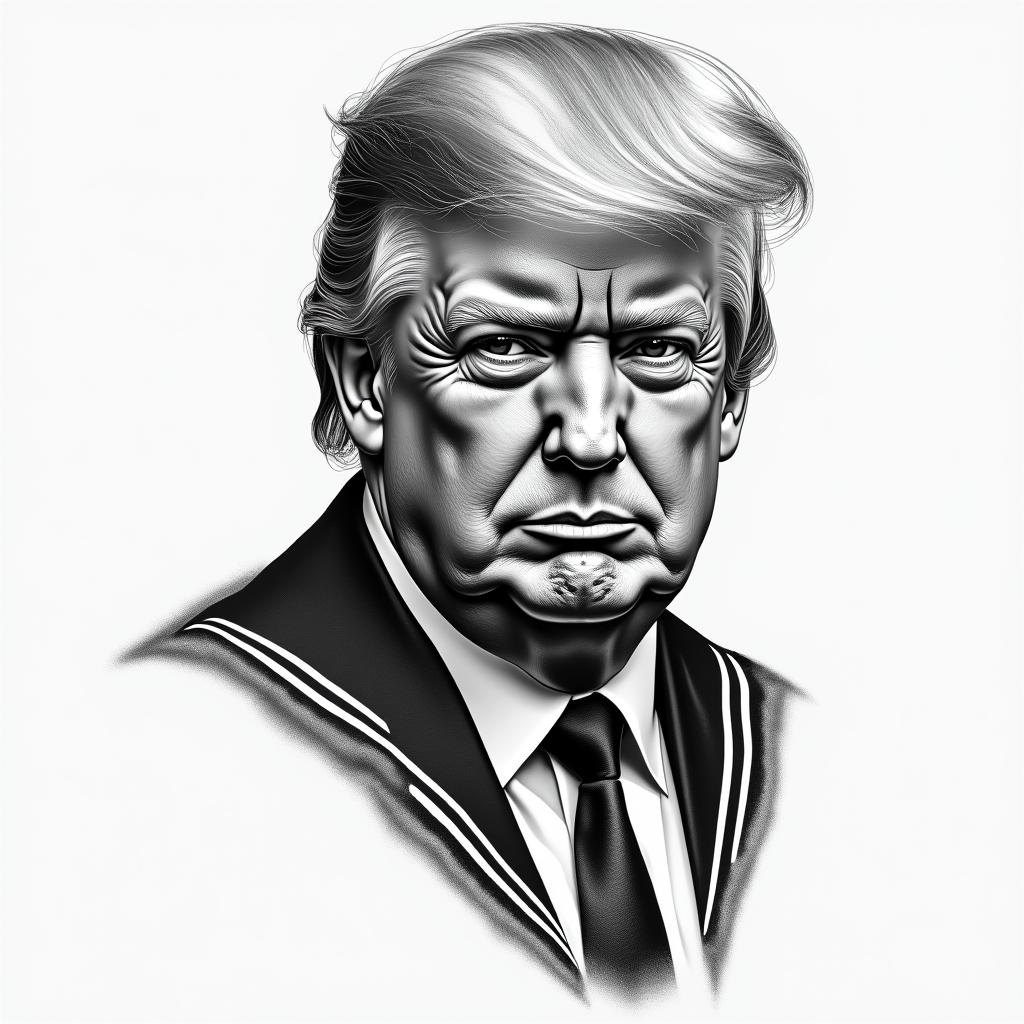 Sailor jerries style tattoo of Donald trumphigly detailed tattoo - Variation 6