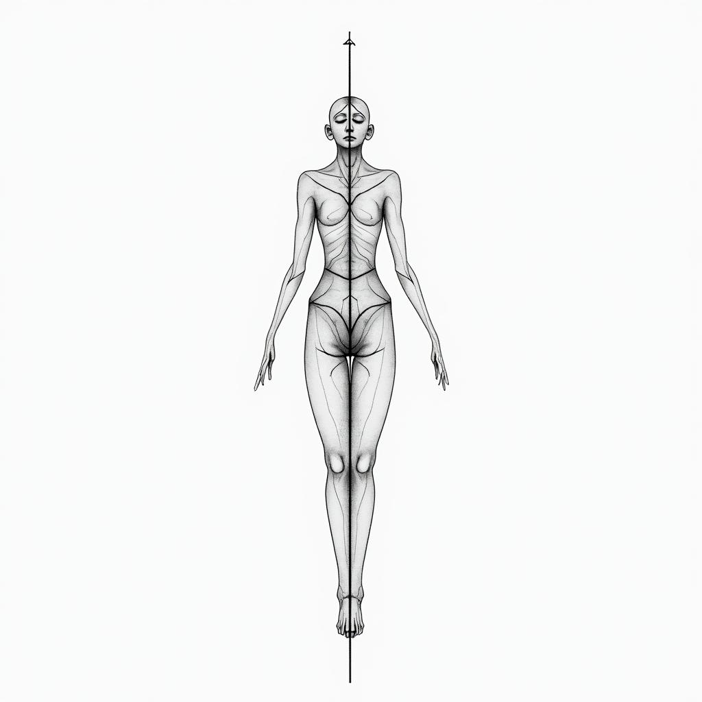 ANGELINE,Cancerin minimalist style tattoo, featuring simple shapes and fine lines, with minimal shading and details, tiny triangles, creating a sense of balance and harmony